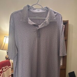 Men's Light Gray Patterned Polo Shirt